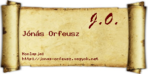 Jónás Orfeusz névjegykártya