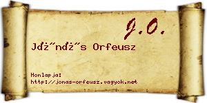 Jónás Orfeusz névjegykártya